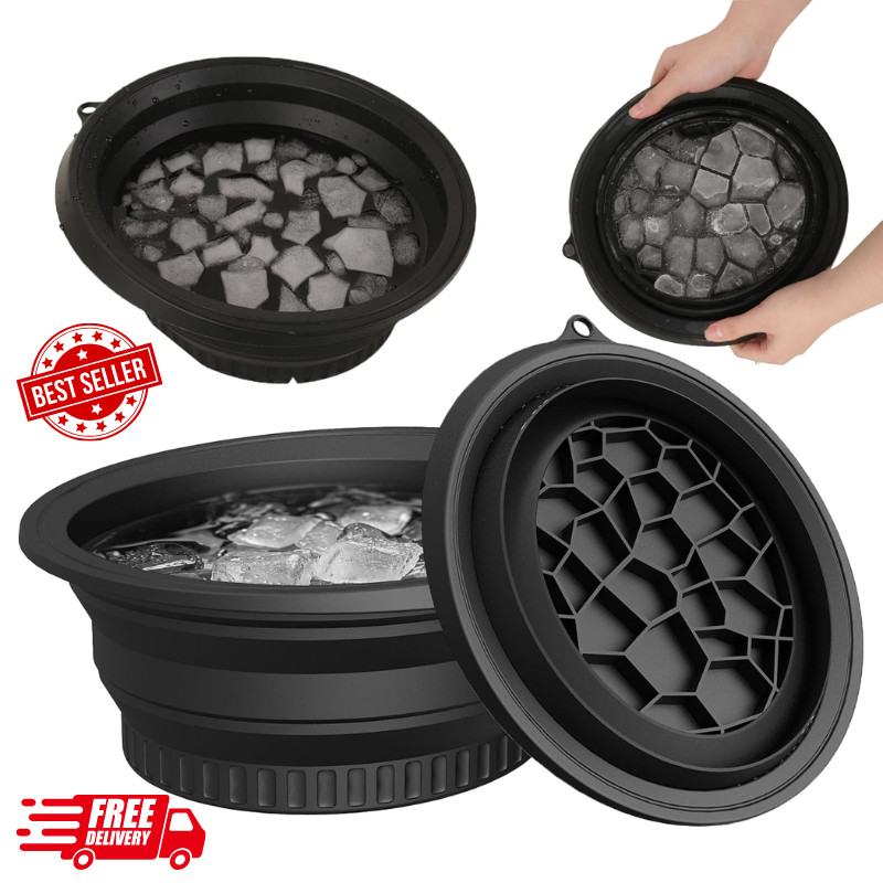 Silicone Face Bowl for Ice with Built-In Icetray, Collapsible Face Tub for Ice B