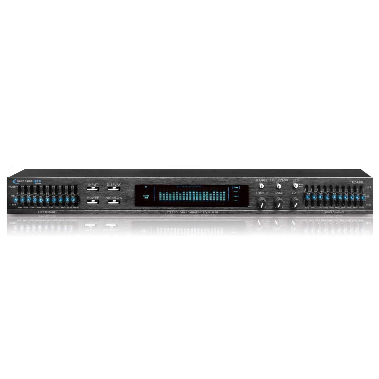 TPro Professional Dual 10 Band Equalizer with Individual LED Indicators