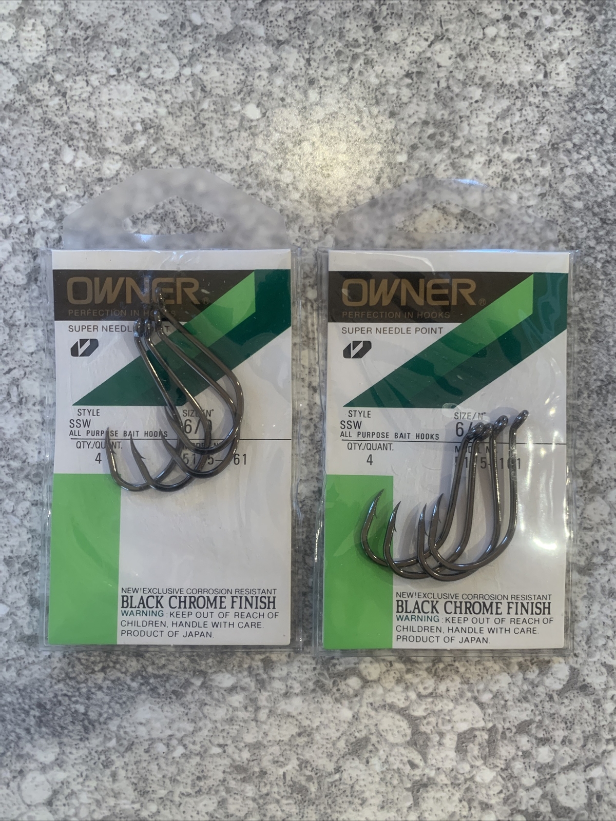 2 Packs Owner SSW All Purpose Bait Hooks Size 6/0