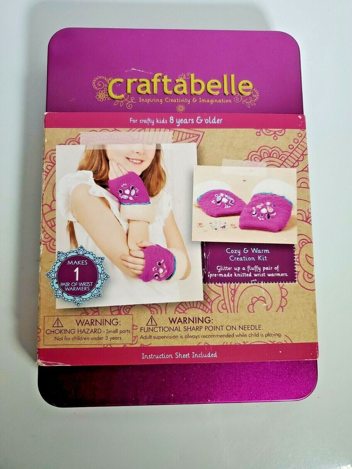 CRAFTABELLE CREATION KIT FLUFFY PAIR OF PRE-MADE KNITTED WRIST WARMERS NEW K11
