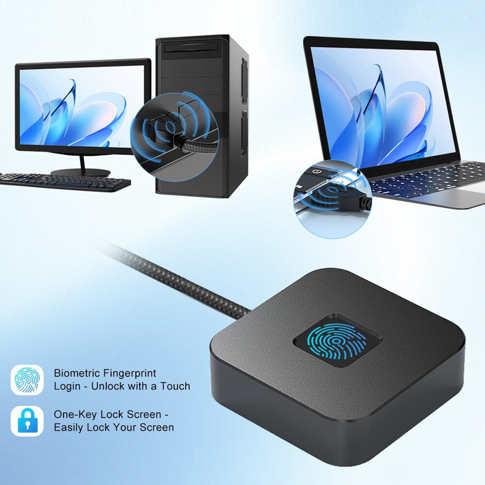 USB Fingerprint Reader Fast Recognition For PC 10 11 Easy To Use DSO