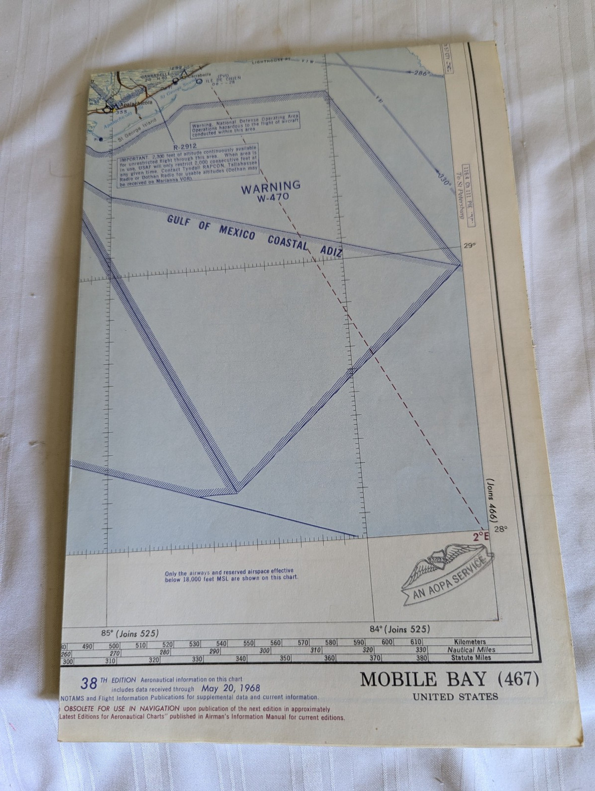 World Aeronautical Chart map Mobile Bay (467) May 20, 1968