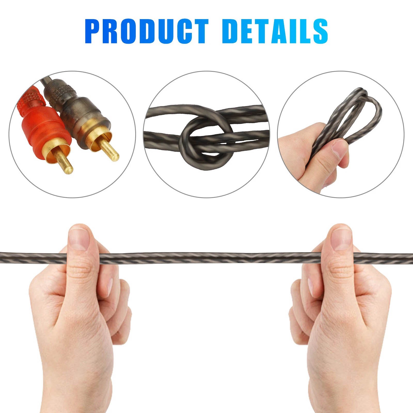 Professional 2PCS RCA Cables 2 Channel Twisted 4Ft Shielded Interconnect Wire
