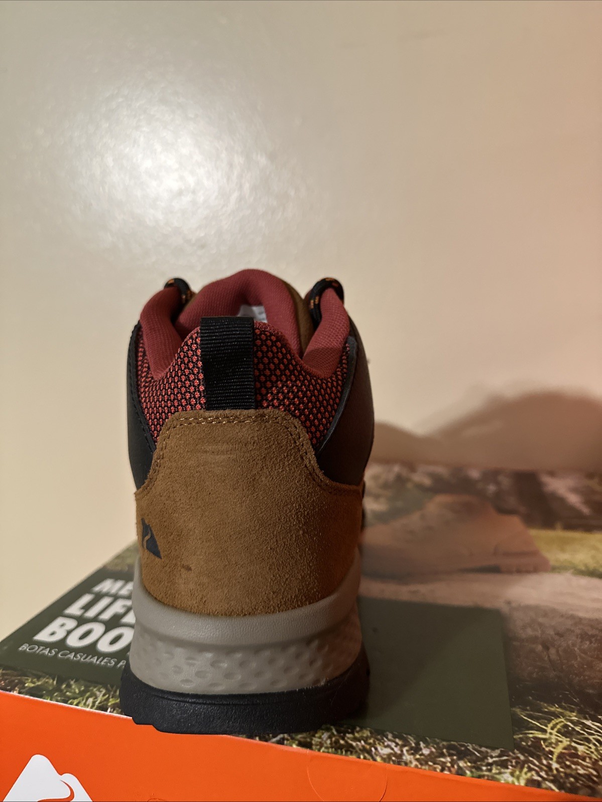 Ozark Trail Men's Redline Mid Hiker Boots Color Tan waterproof leather