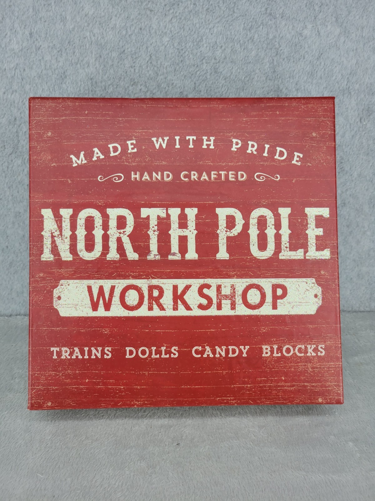 North Pole Workshop Hand Crafted Trains Dolls Candy Gift Box 3" x 11.5"