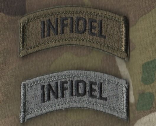 ALLIED COALITION FORCES OPERATOR SHOULDER burdock-hook 2-TAB: INFIDEL كافر