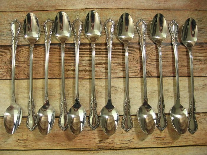 12 Oneida Distinction Deluxe Mansion Hall Stainless Iced Tea Spoons 7.5"