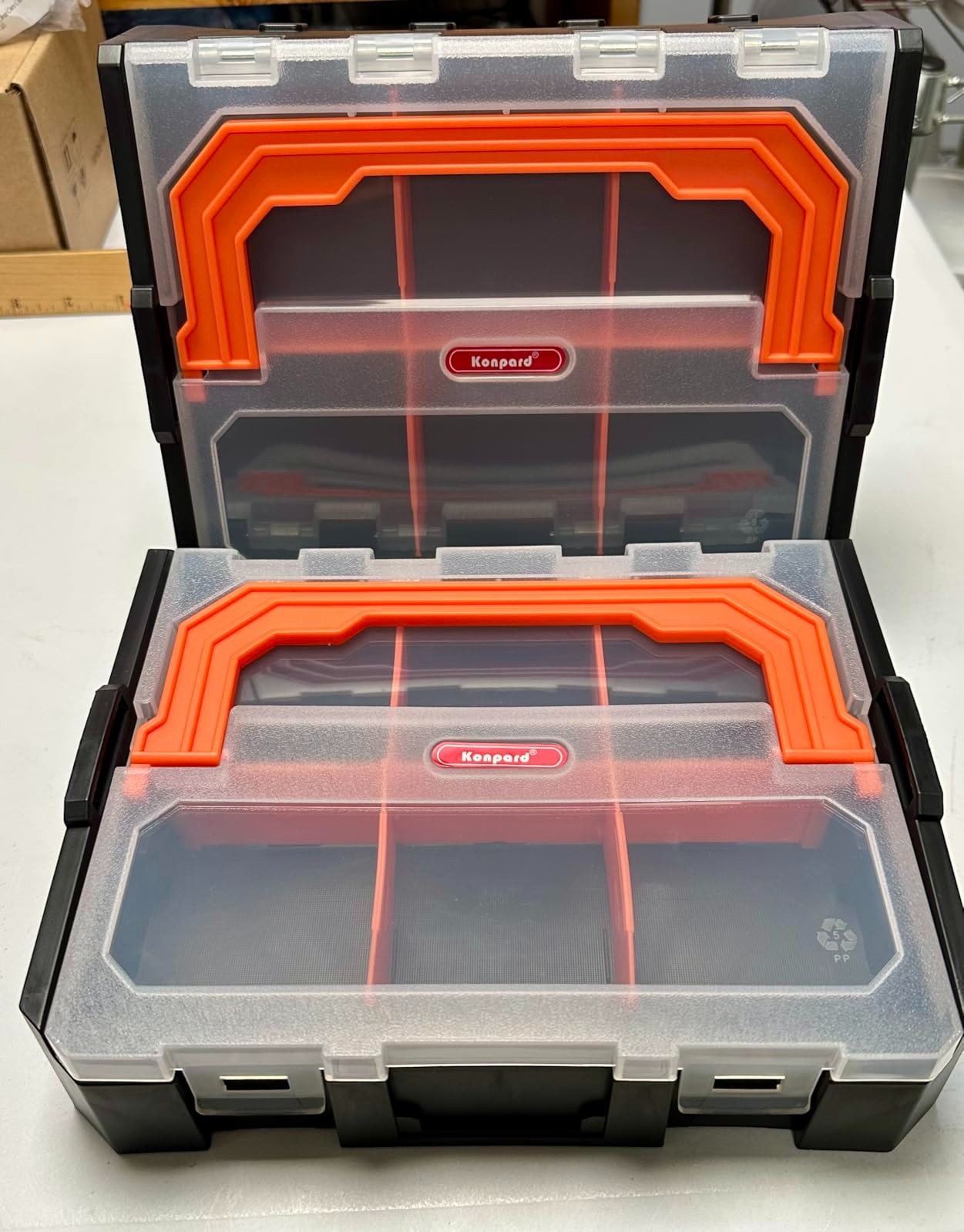 Small Parts Organizer, 6-Compartments  9.17"L x 7.24"W x 1.97"H  (2 Pack)