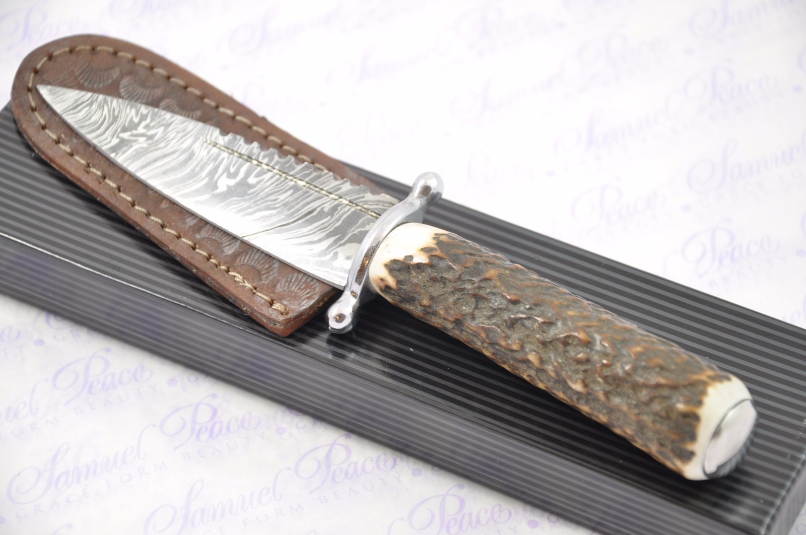 New Damascus Steel Genuine Stag Horn Handle Guard Sgian Dubh Made in Sheffield