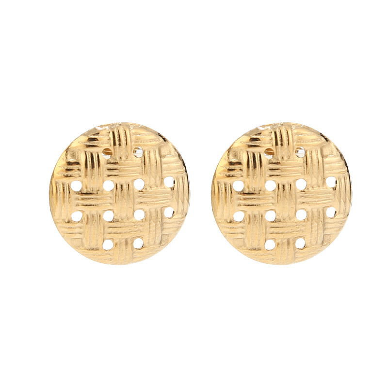 20pcs Gold Stainless Steel Round Button Earring Post with Rings for DIY Earrings