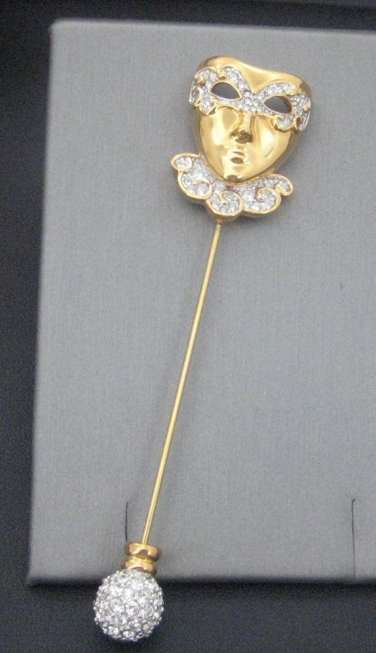 SWAROVSKI Crystal Mardi Gras Mask Stickpin