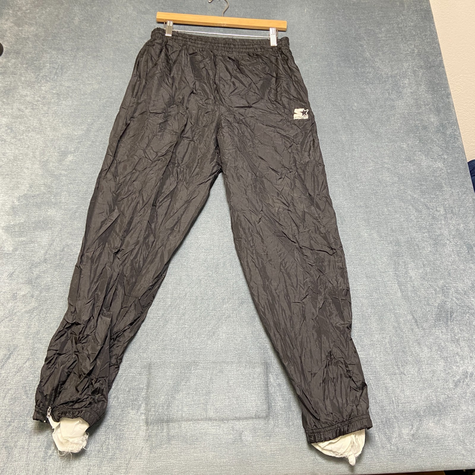 Starter Track Pants Mens 31 Black Logo Elastic Waist Straight Leg Performance