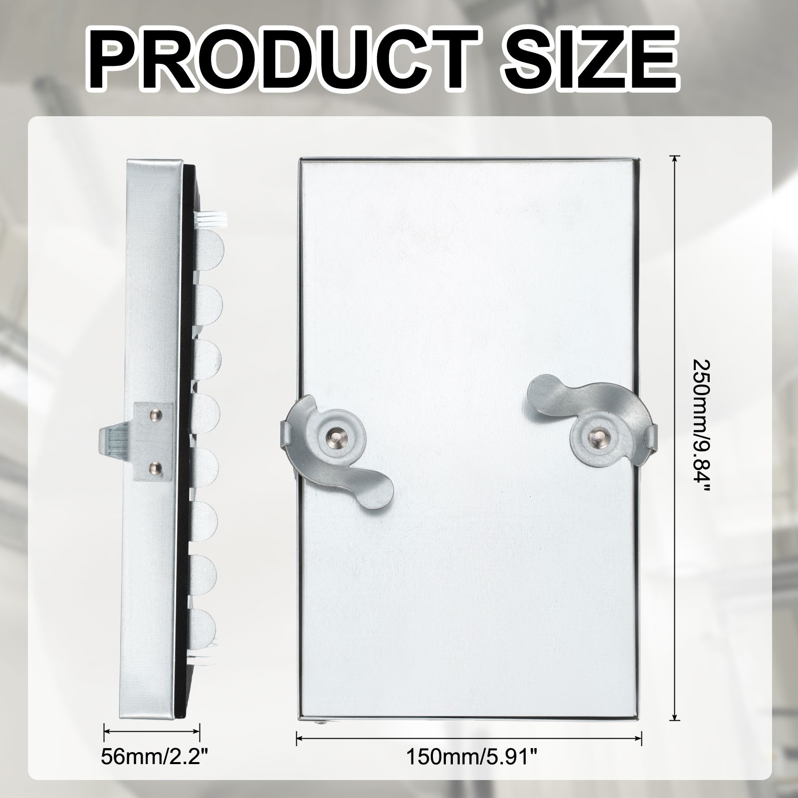 10x6" Galvanized Steel Access Panel with 2 Clasp Locks for Plumbing, Silver Tone