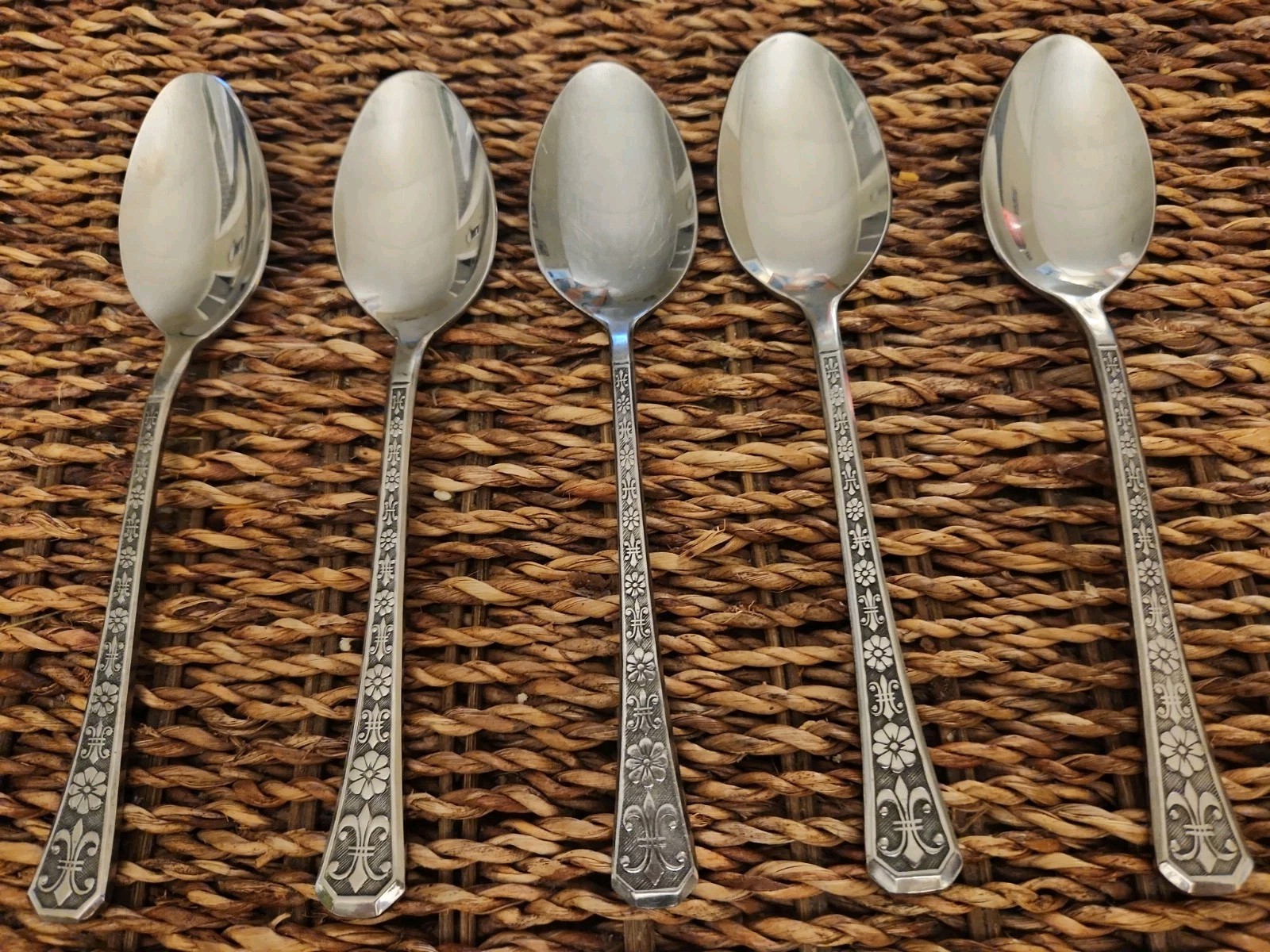 Interpur FLORENZ Stainless Flower  JAPAN Flatware Soup/Tablespoons Lot Of 5