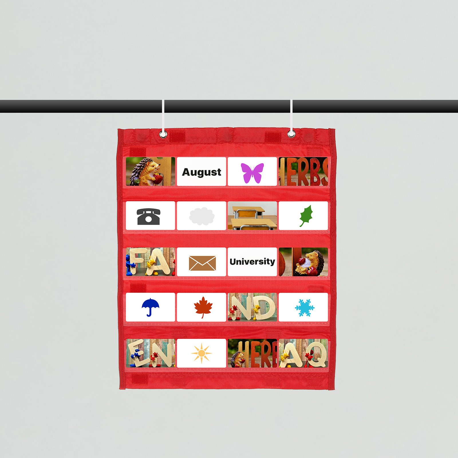 Magnetic Pocket Chart, Small Pocket Chart for Classroom Hanging, Blue