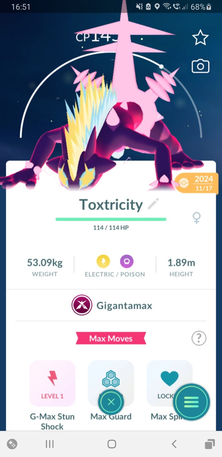 ⚡Non Shiny Gigantamax Toxtricity (Gigadynamax Riffex) Pokemon GO⚡ Exchange/PTC