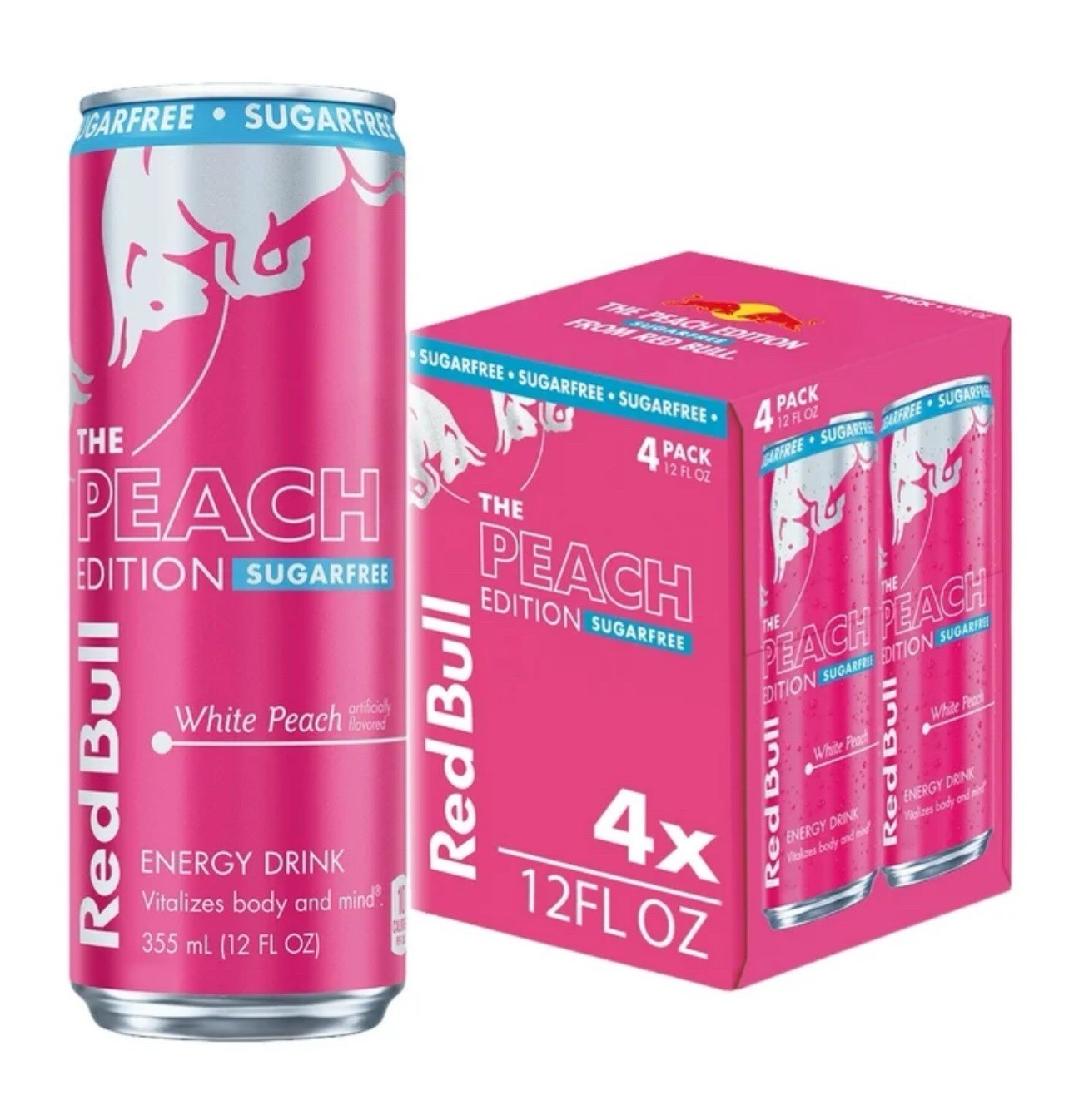 🔵 New Red Bull THE PEACH EDITION White Peach SUGARFREE Energy Cans (4-Pack)