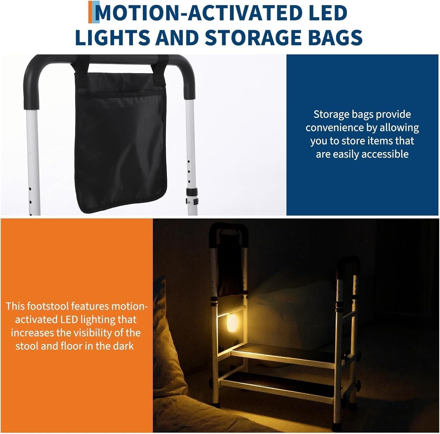 Step Stool Dual Handle Non-Skid Platform 450Lbs Capacity Height Adjust Seniors