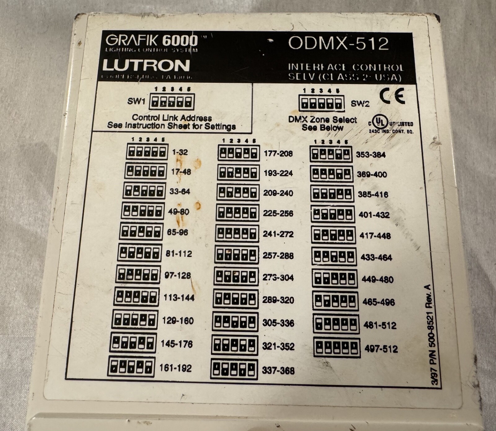 Lutron LUT-ODMX-512 — DMX-512 Input Interface (used) control Lutron via DMX