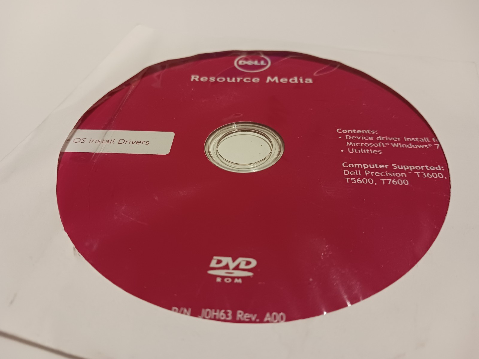 Dell Resource Media Pre OS Install Drivers CD Windows 7/Dell T3600, T5600, T7600