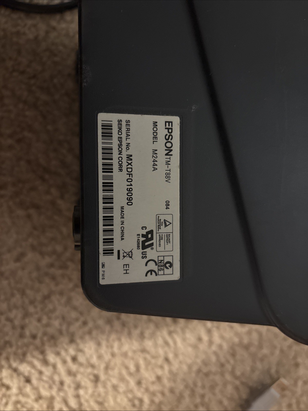 Epson TM-T88V POS USB Serial Thermal Receipt Printer With Cords & Bracket