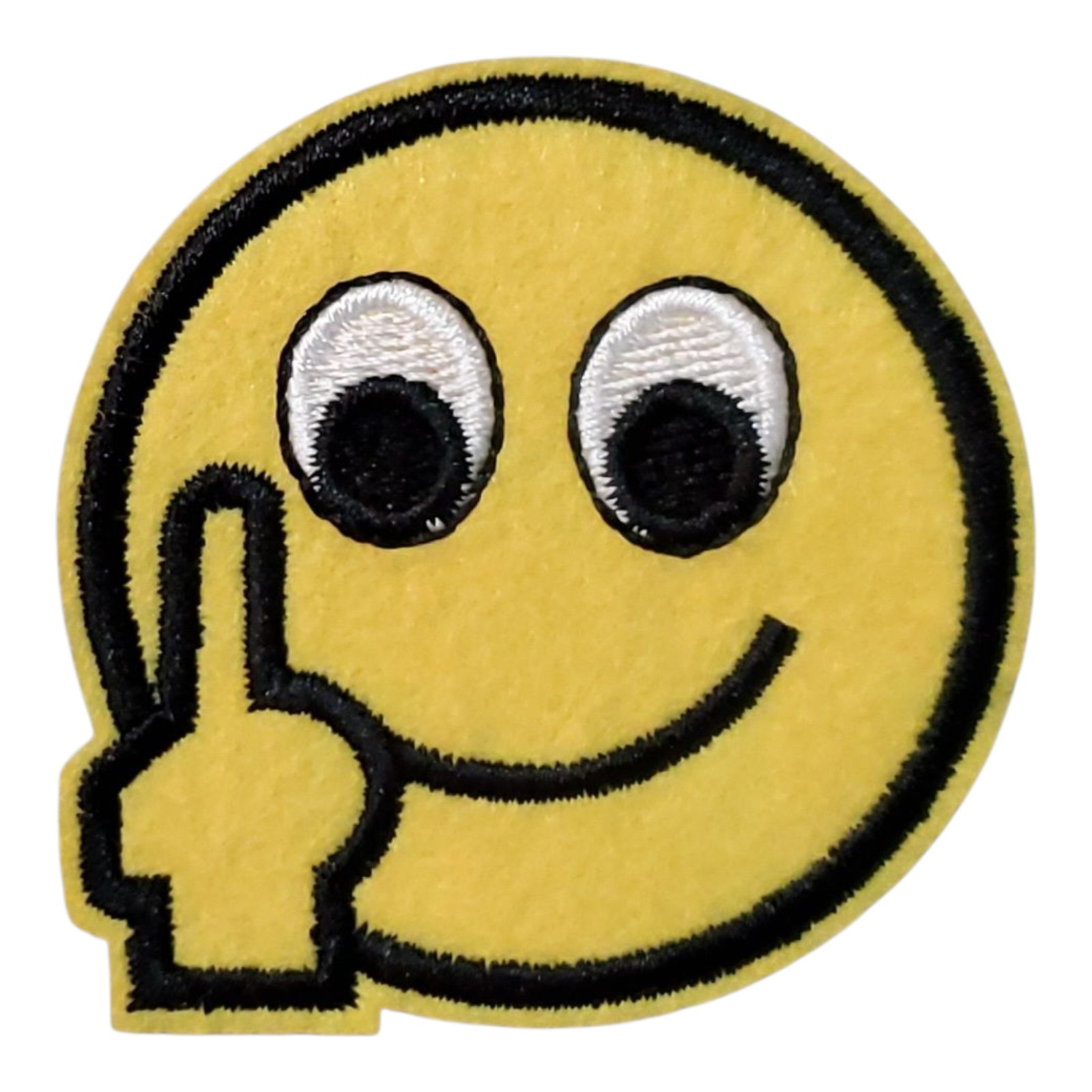 Vintage Flip The Bird Smiley Face Emoji Patch. Embroidered. Iron On. 2"x2"