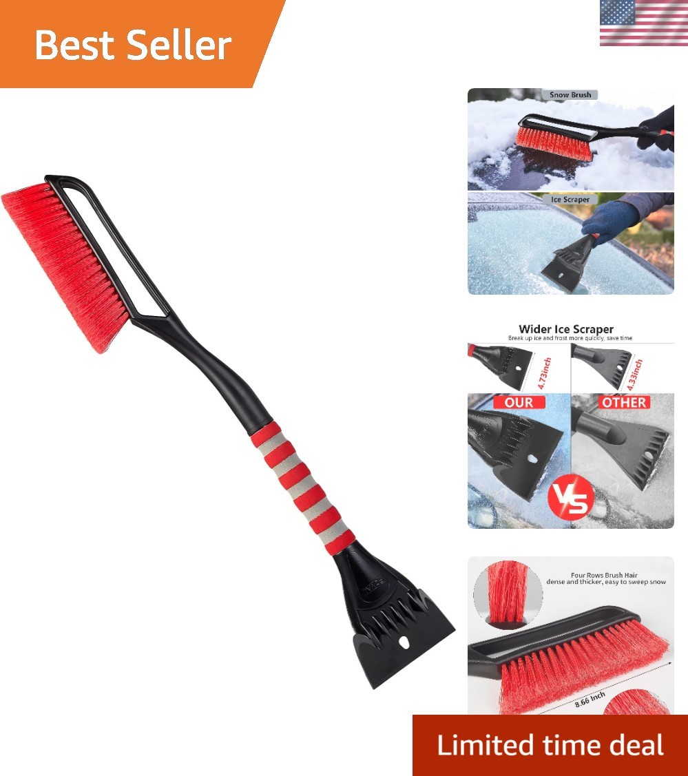 27" Snow Brush with Wider Ice Scraper 4.73" Width, Snow Removal Tool Car Brus...