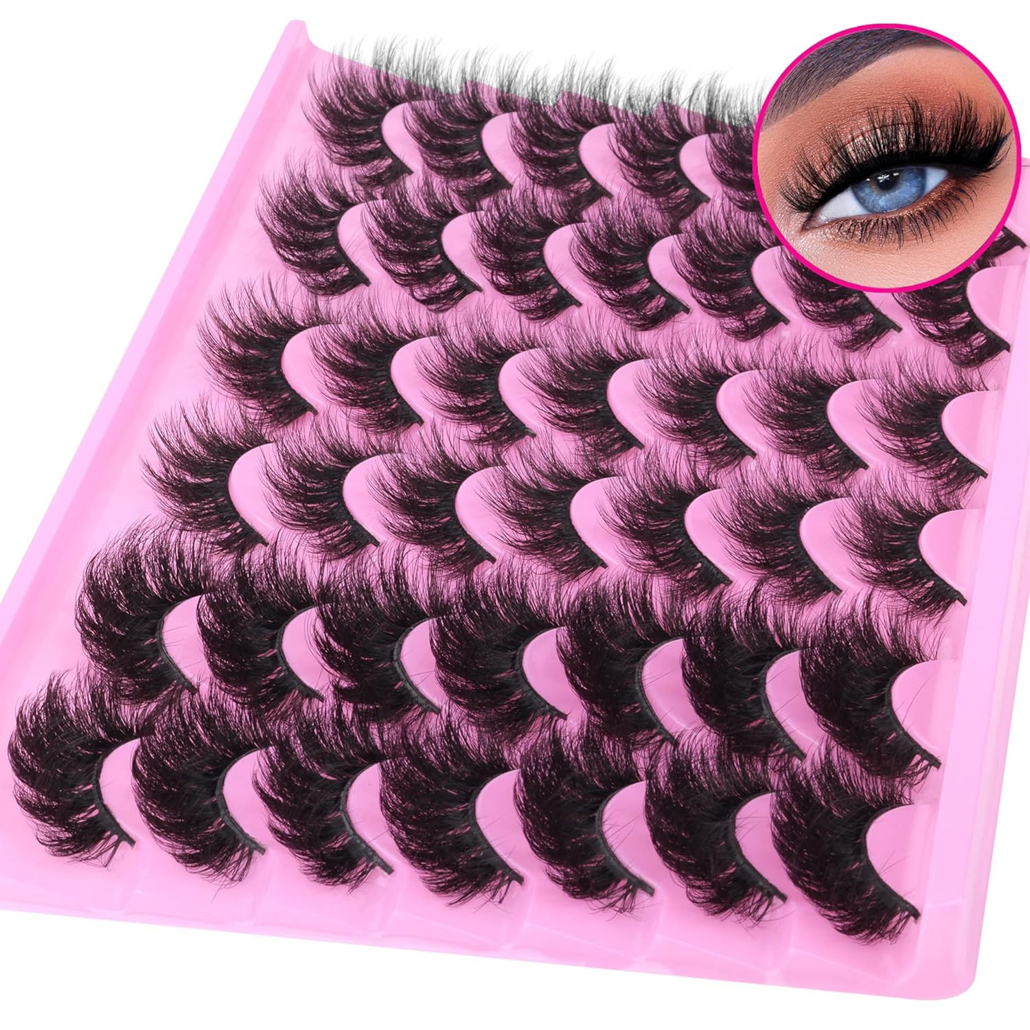 Mink Lashes Fluffy False Eyelashes Natural Look 14-17Mm Cat Eye Lashes Pack, 5D