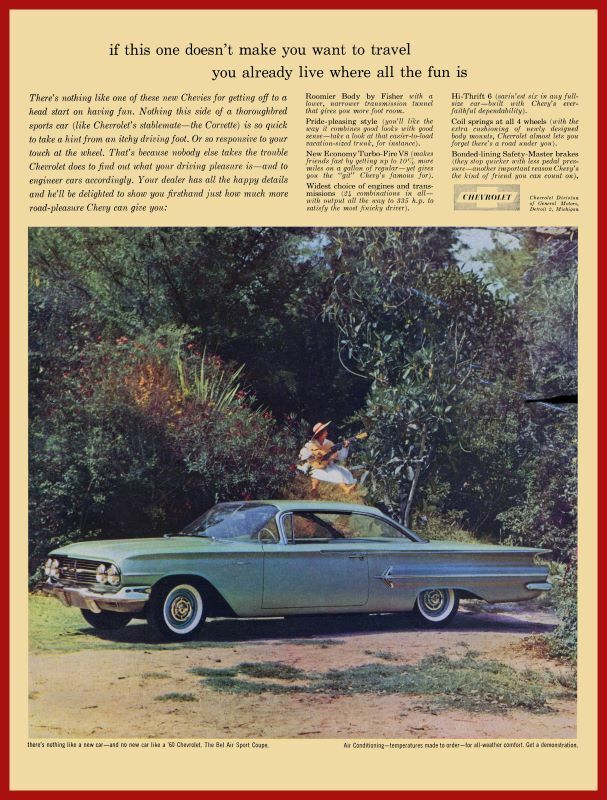 1960 Chevrolet Bel Air NEW Metal Sign: Sport Coupe - Make You Want to Travel!