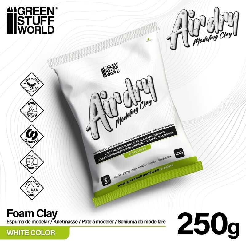 Air Dry Foam Clay 250gr. - White - Wargames diorama modelling and cosplay