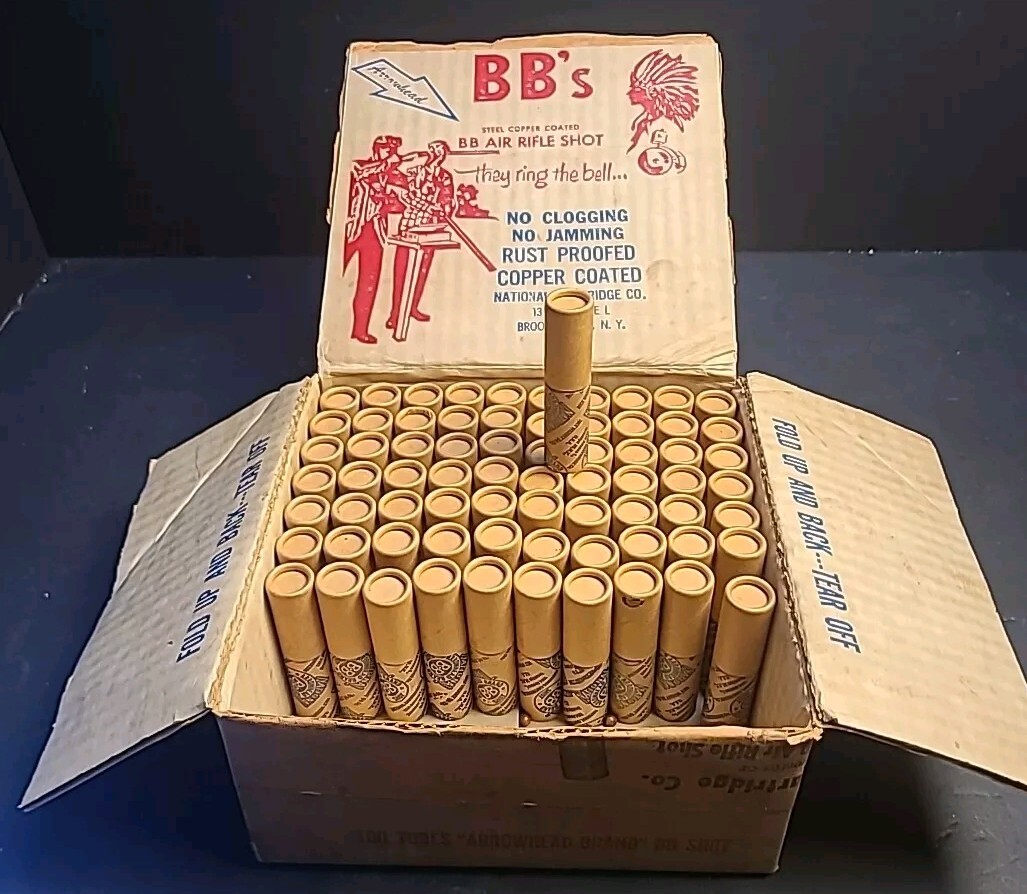 Lot of 71 National Cartridge Arrowhead Brand BB Shot Cardboard Tubes Display Box