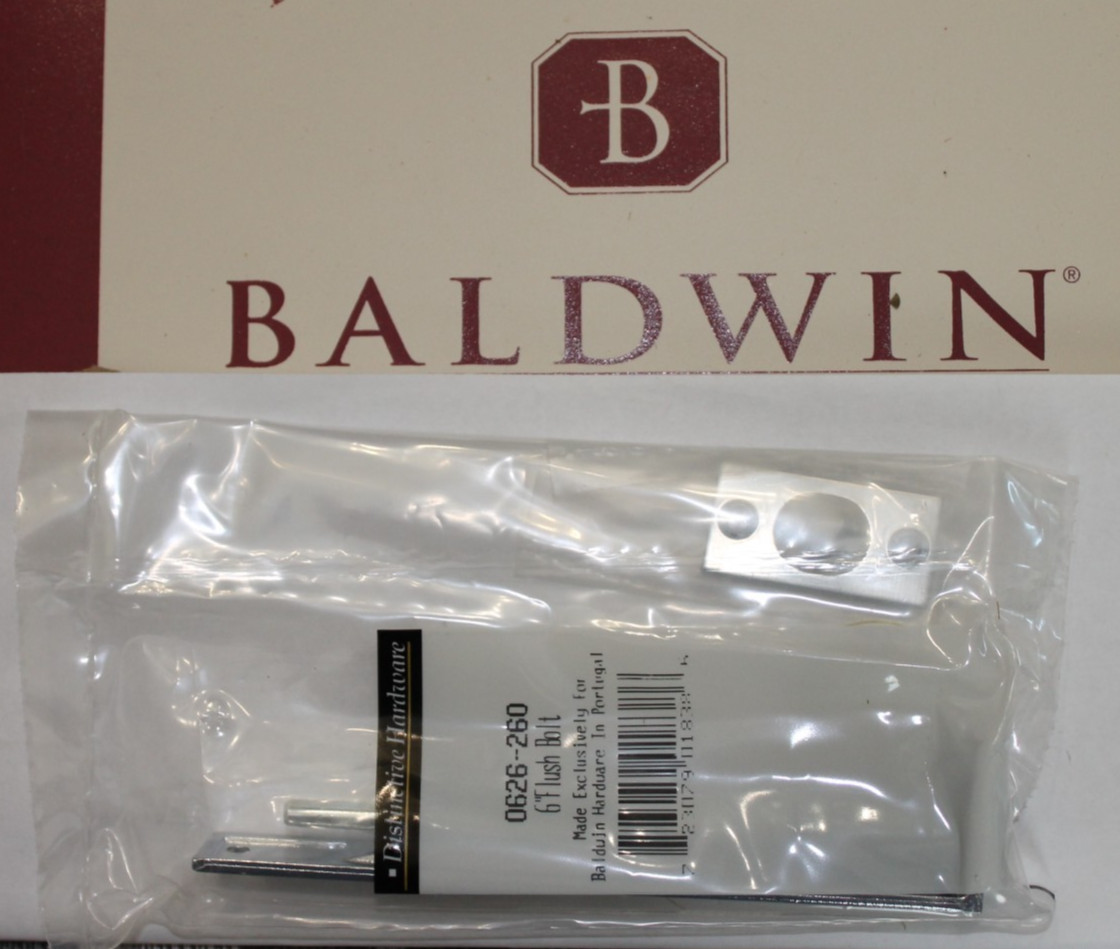 Baldwin "Baldwin Hardware" 0626-260 Door Flush Bolt 6" - Polished Chrome- NEW!!!