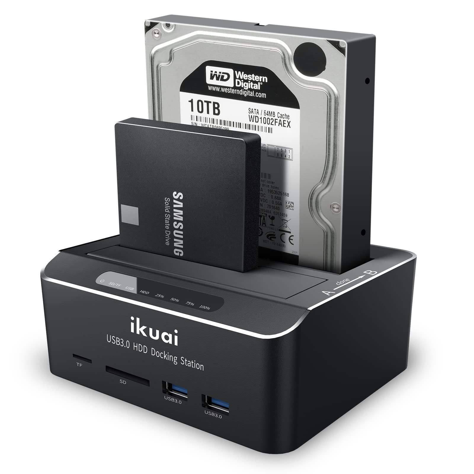 SATA to USB 3.0 Dual Bay Hard Drive Dock for 2.5"/3.5" SATA HDD SSD with Micr...