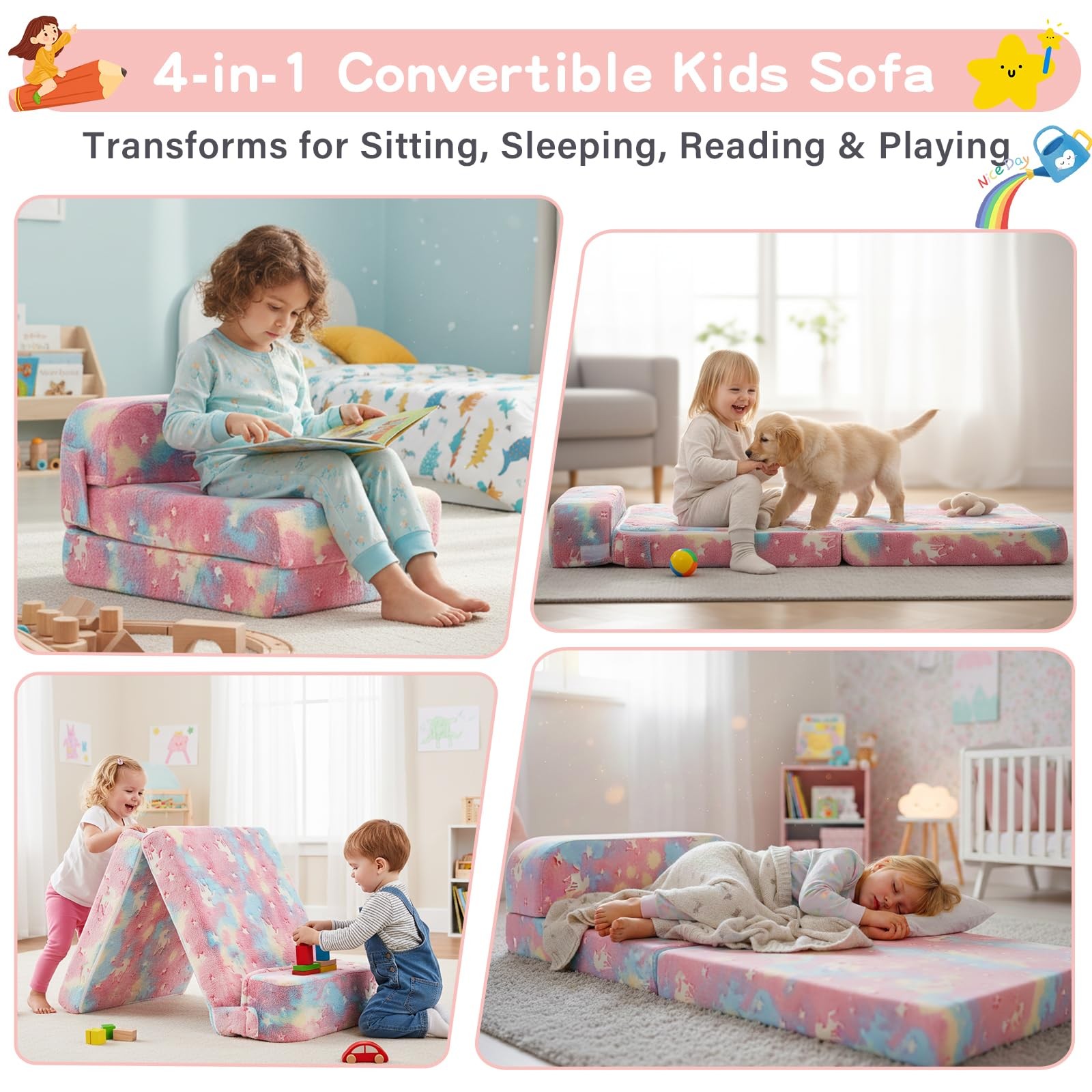 Folding Sofa Bed for , Fold Out Couch Bed with Removable Cover, Futon Sleeper...