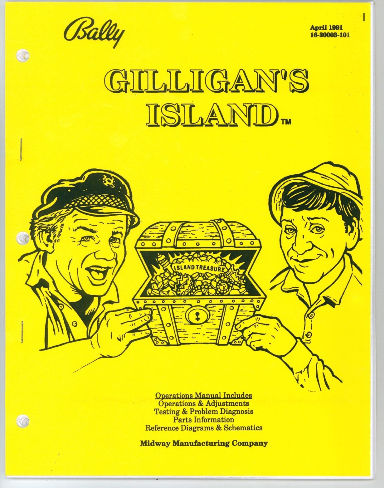 Bally Gilligan's Island Pinball Machine Manual 114 Pages NEW - FREE USA SHIP!!