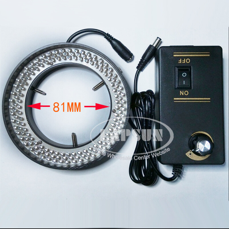 Max 81mm Big Inner Dia Metal 10W 156 LED Microscope Ring Light Industrial Lamp
