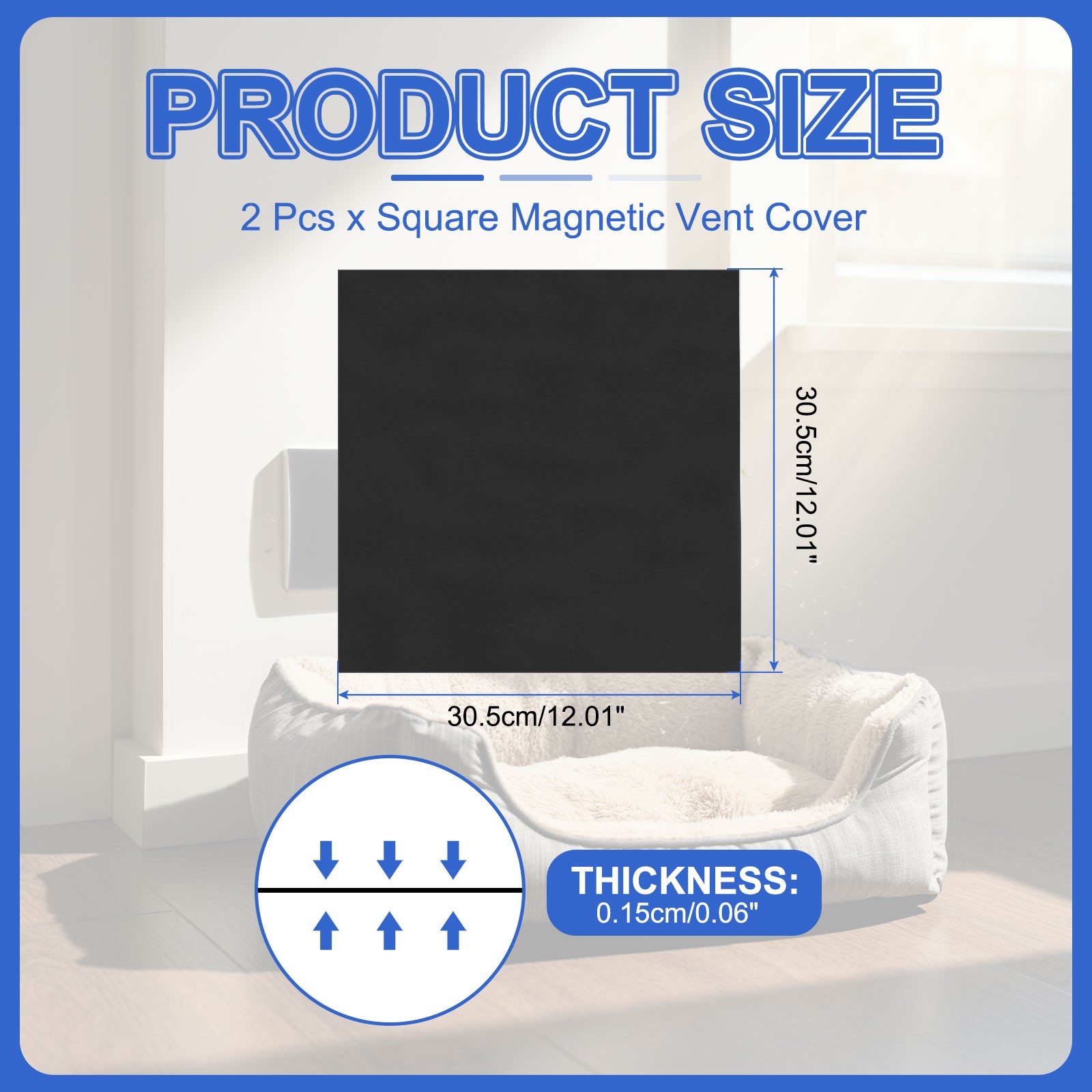 12x12" Magnetic Socket Covers, 2pcs Floor, Black