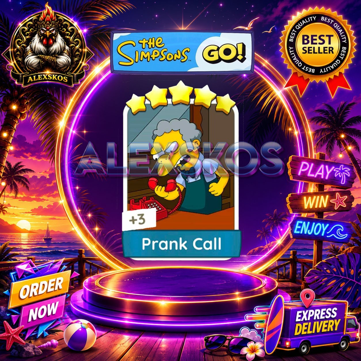 Prank Call ⭐Monopoly Go Sticker MOGO The Simpsons Go! Stickers 🌟FastDelivery