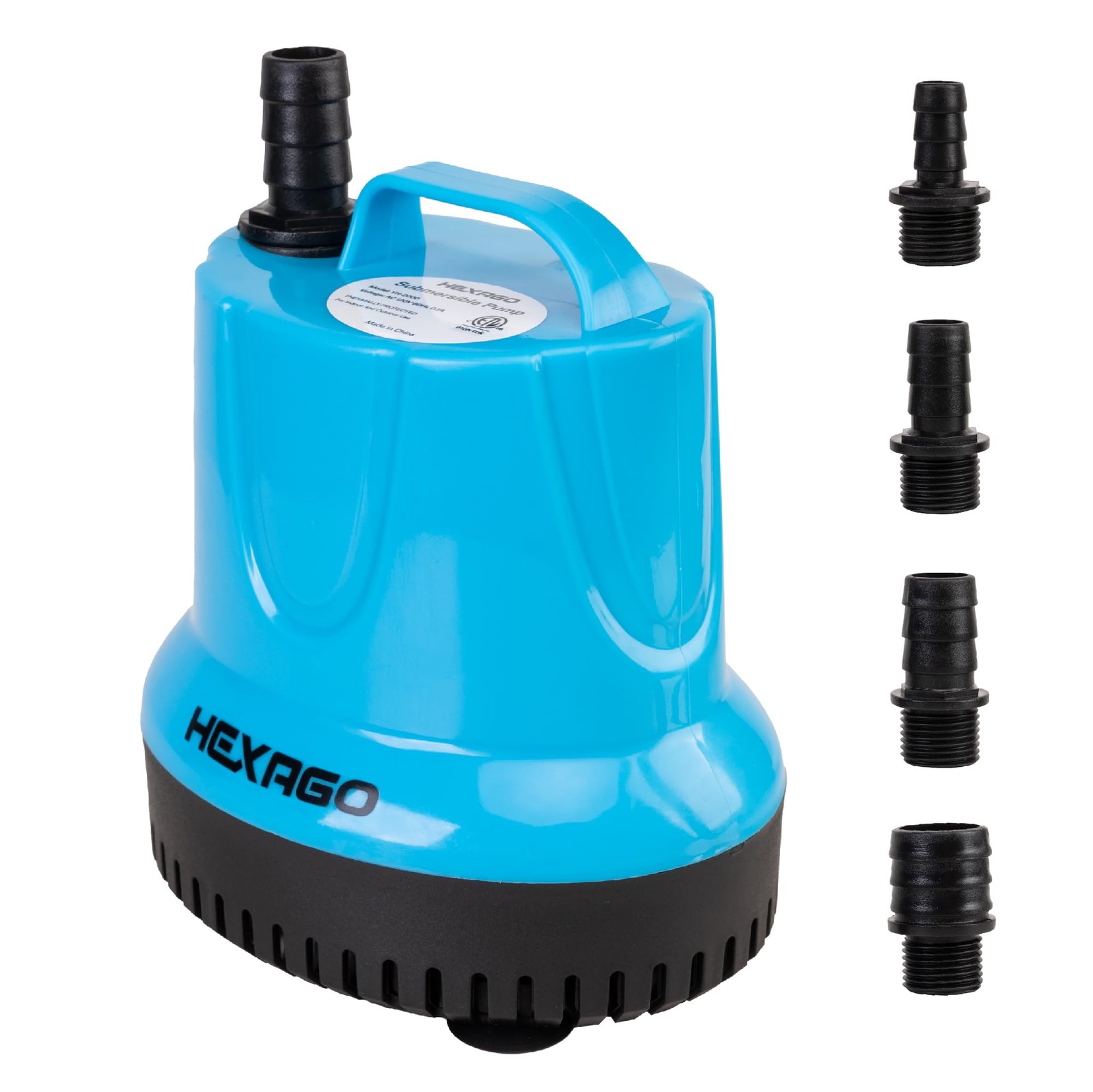 Hexago 400GPH Submersible Water Fountain Pump, 40W Small 400GPH, Blue & Black