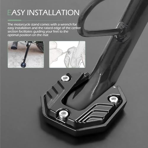 Motorcycle Kickstand Support Pad, Side Parking Stand Extension Plate, Enlarged