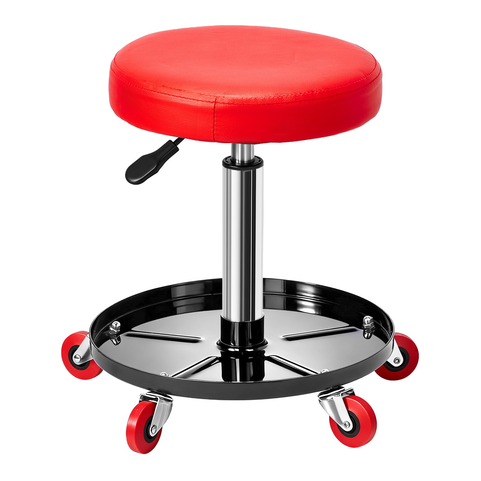 Rolling Garage Stool w/ Wheels Adjustable Mechanic Work Seat Creeper Red 300Lbs