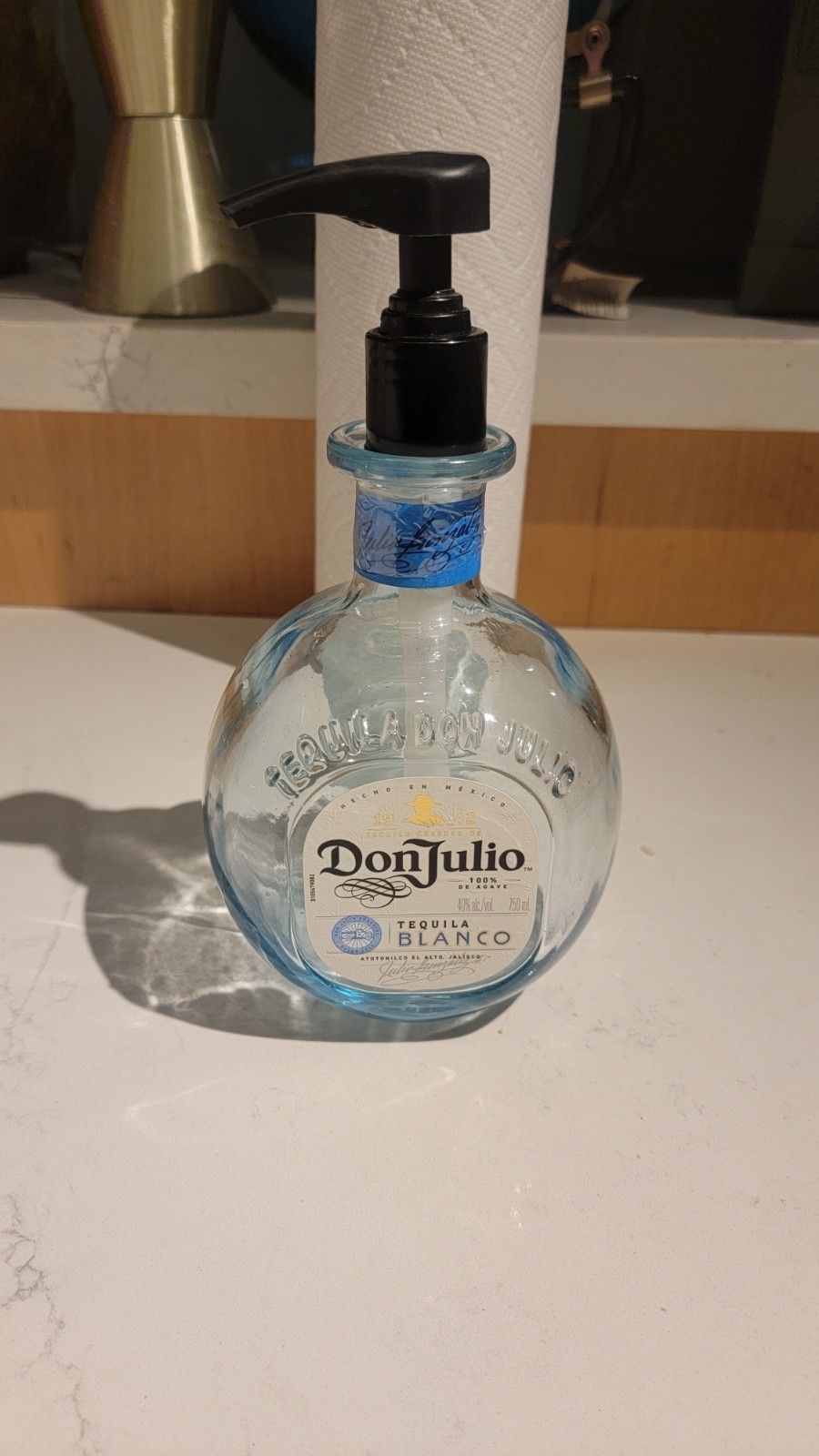 Don Julio Blanco Tequilla Soap Dispenser Empty Bottle, 750 Ml