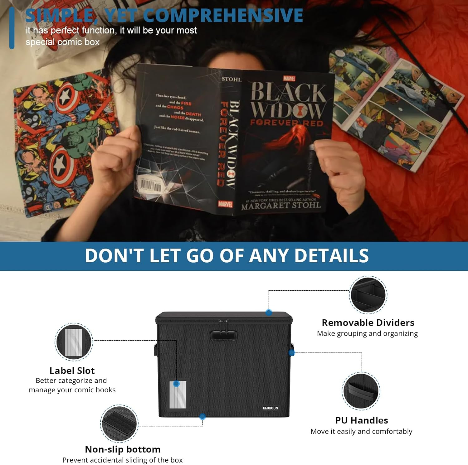 Graded Comic Book Storage for 30 Comics, Fireproof & Water-Resistant & Moisturep