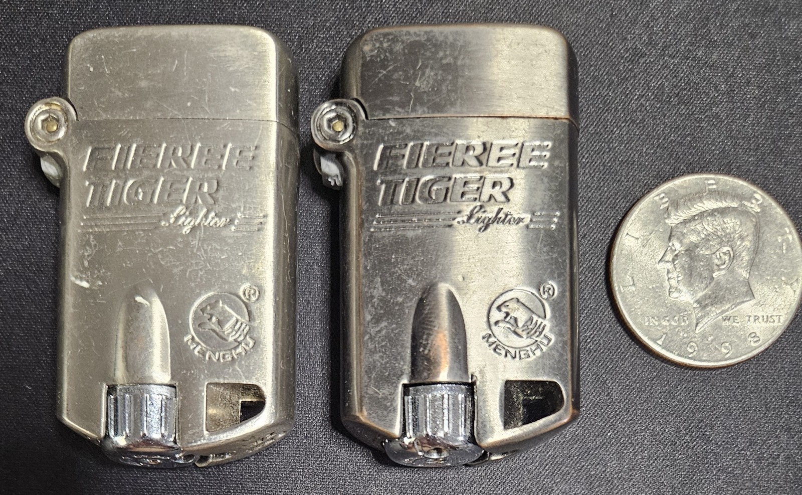 Fierre Tiger Lighter, Chrome Tone Pair Of 2- Butane Torch
