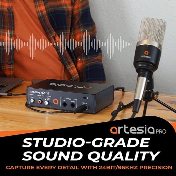 Artesia A22xt USB Audio Interface With 24Bit/96khz For High-Resolution Recording