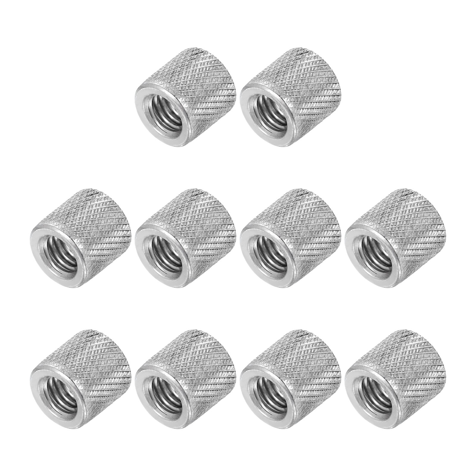 M6 10 Pack 304 Stainless Steel Round Knurled Connector Nuts,0.39"OD x 0.39"H