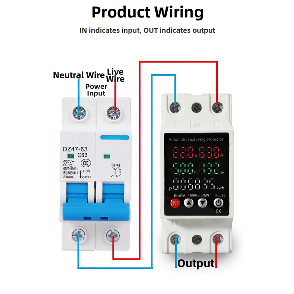 Voltage Safety Meter with AC80 300V Operating Range and 63A Load Capacity