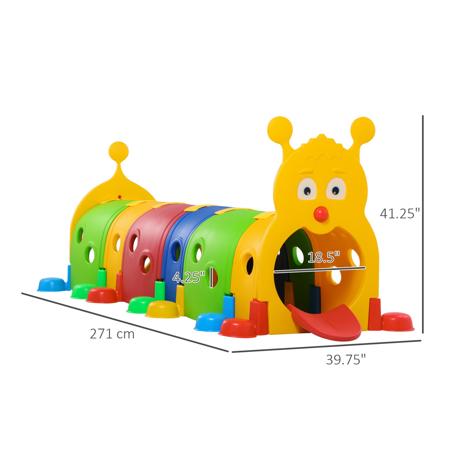 Kids Caterpillar Tunnel Outdoor Indoor Climb-N-Crawl Play Equipment for 3-6 Year