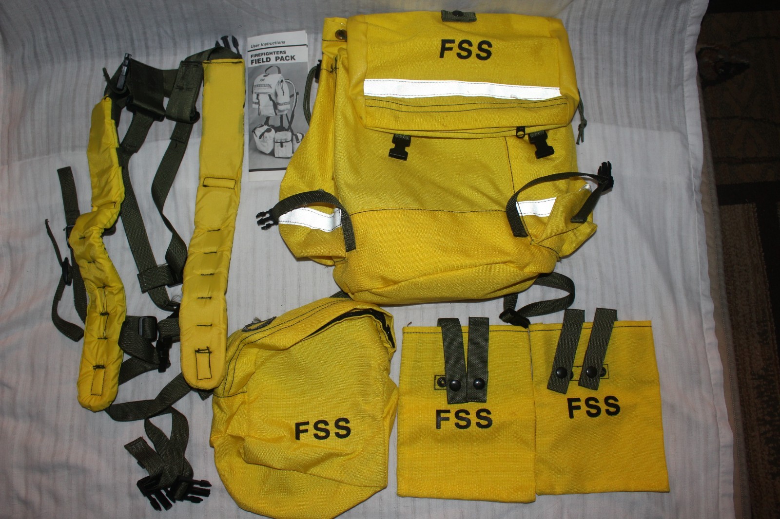 Lot of Firefighter Forestry Service FSS Gear Backpack, Canteen Holder, Belt Pack