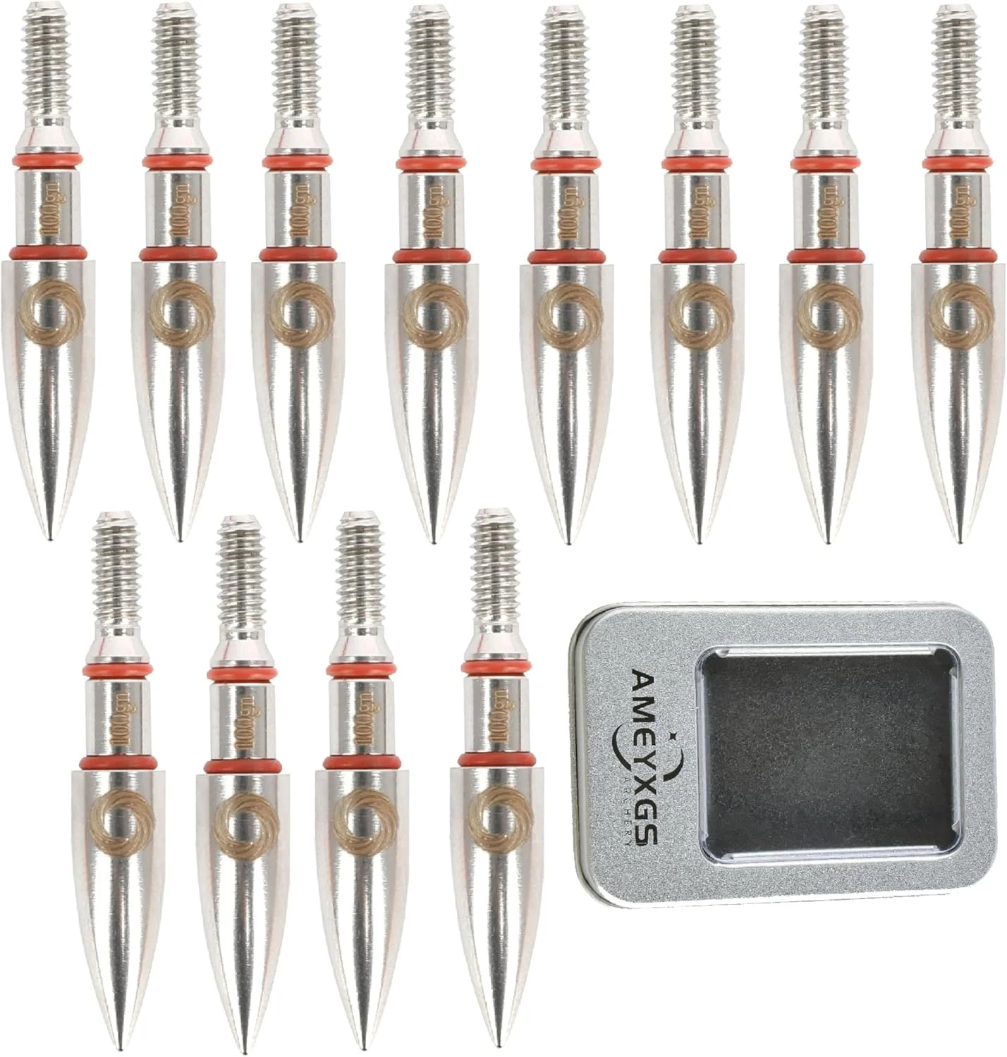 100 Grain Archery Field Points, Target Practice Arrow Tips, Screw-in Bullet Poin
